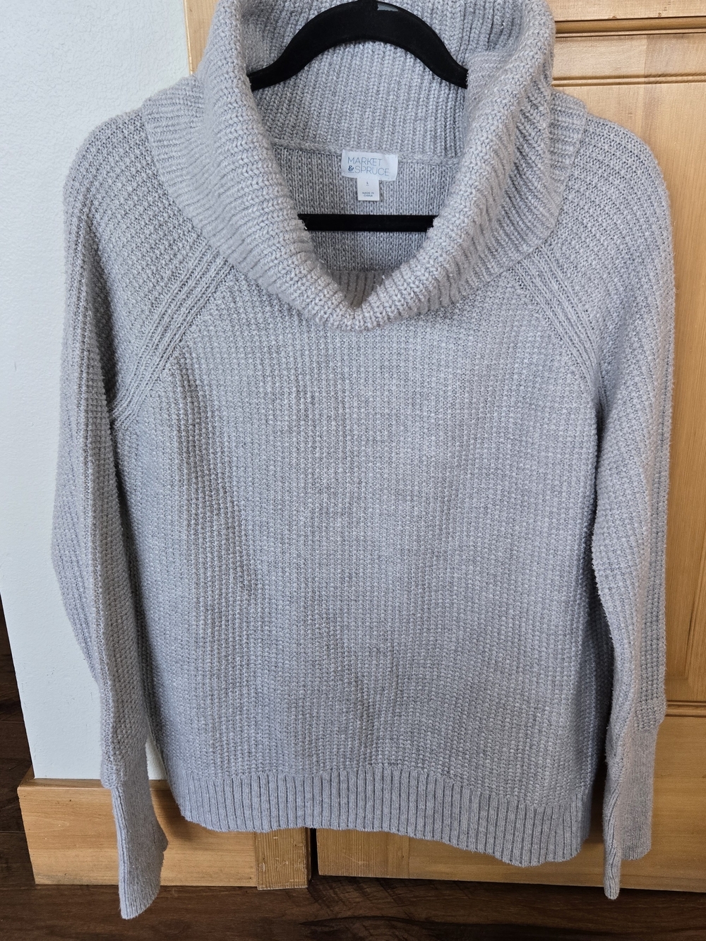 Market & Spruce Light Gray Cowl Neck Sweater